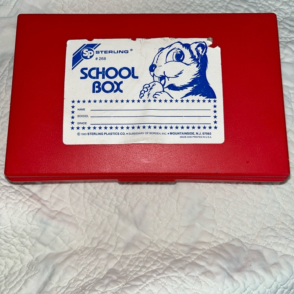 Vintage 1980's Sterling School Supply Box 268 Made USA Red 5.5 InX 8.5 In X2.5In